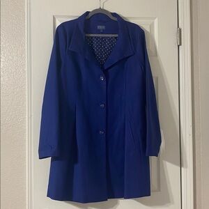 Pendleton Blue Trench Coat Button Up with Polka Dot Lining